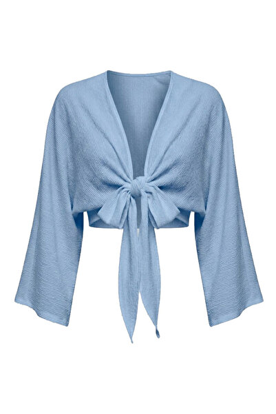 Tmptekstil Front Tie Short Sleeve Shirt Baby Blue