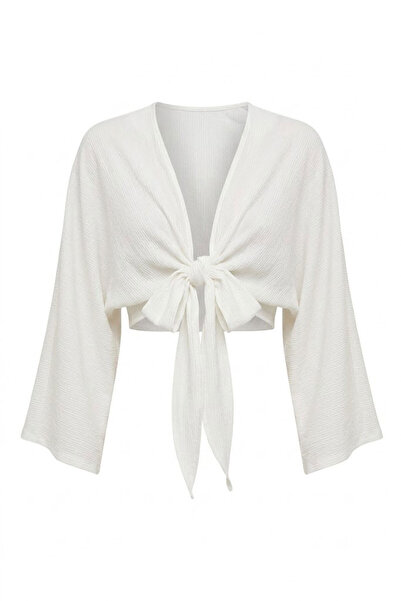 Tmptekstil Front Tie Short Sleeve Shirt Ecru