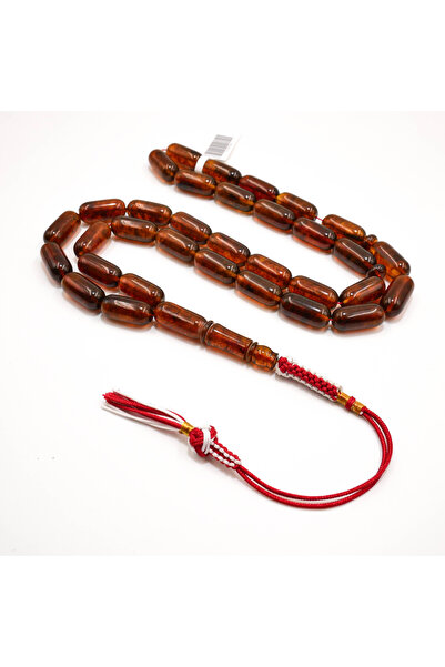 Generic Kabs Amber Rosary 33 Beads 8.5x18.5mm Deep Cherry Brown Prayer Beads ...