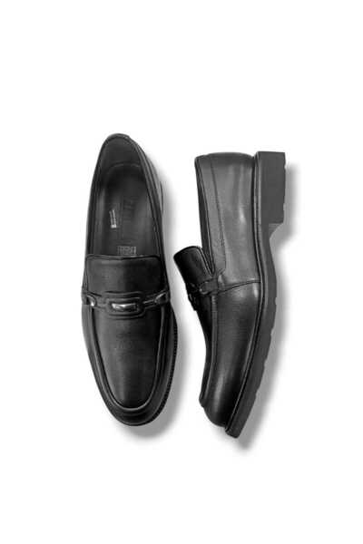 oktay kundura Black Genuine Leather Lightweight Eva Sole Loafer Men's Shoes 3513