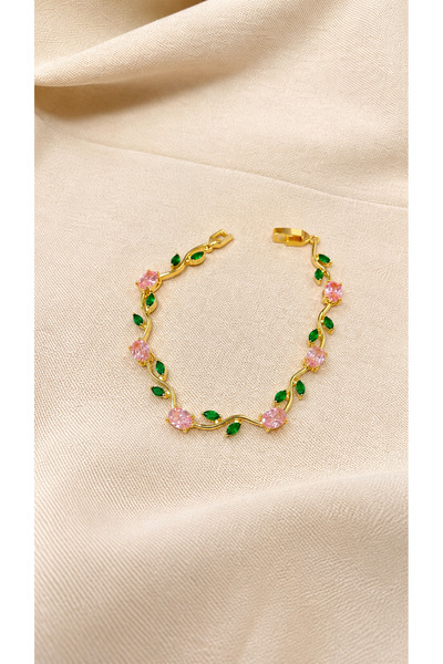 Gizemindünyası 316L Steel Ivy Tulip Bracelet with Stones