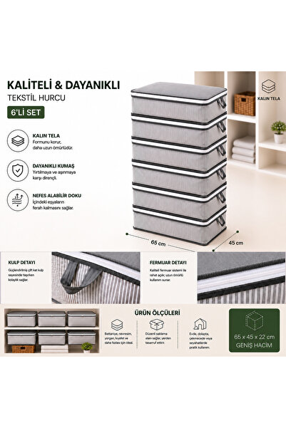 Pratic Home 6 adet 65x45x22 cm Büyük Boy Baza Altı Hurç