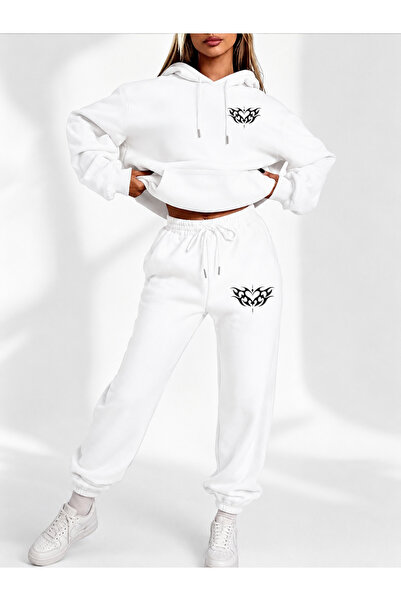 COMANCHERO Unisex Hear Flame Print Winter Top and Bottom Tracksuit Set
