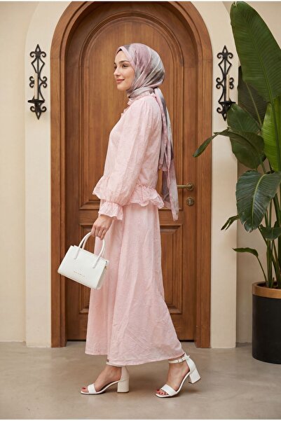 Modamorfo Rose Brooch, Elastic Sleeves, Patterned Lined Skirt, Voile Suit - P...