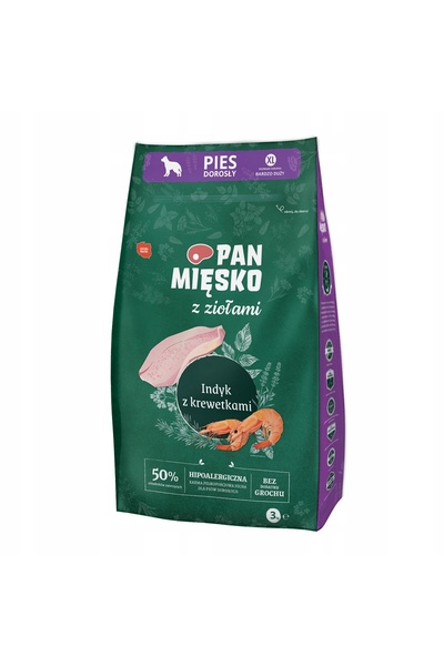 NO BRAND Hrana pentru caini PAN MIĘSKO Turtle Creveți XL 3 kg