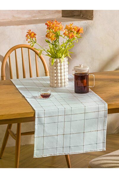 LC Waikiki Lcw Home Ecru Plaid Patterned Runner 45X150 cm