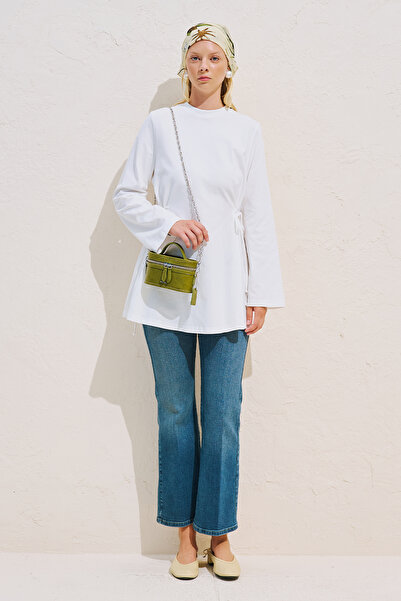 Manuka Belden Tie-Up Long Sleeve Tshirt Ecru