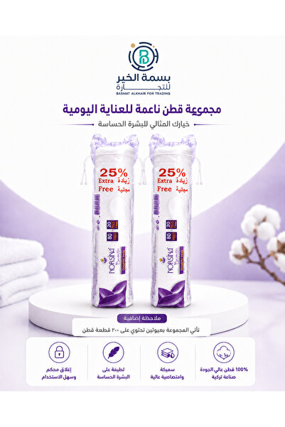 Norsina Round Cotton Set for Face 2 Packs = 200 Pieces of Norsin Cotton Pads ...