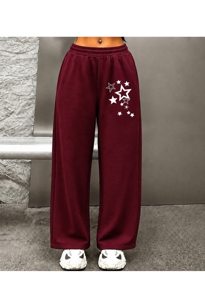 ZAVIXO Women's Black Moon Phase Printed Wide Leg Sweatpants