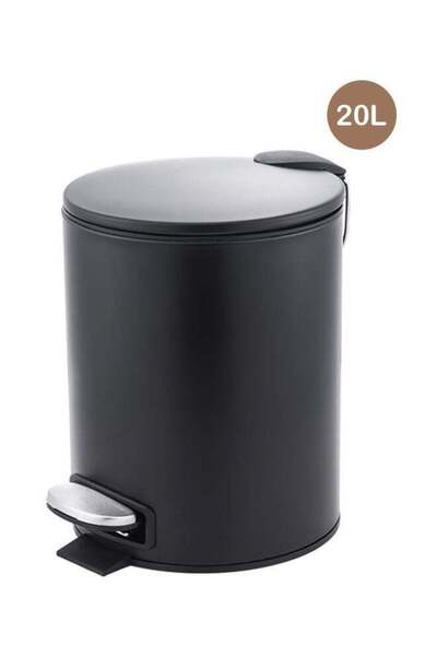 Trust Stainless Steel Trash Bin 20 Liter Black Anti-Fingerprint & Soft Close Lid