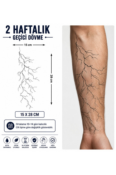 medink tattoo Yıldırım şimşek geçici dövme sticker yapıştırma dövme