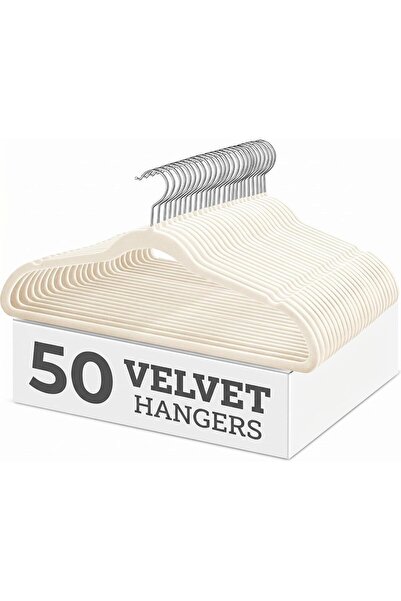 GENERAL 50 Pack Velvet Clothes Hangers, Non-Slip Space Saving Slim Hangers wi...