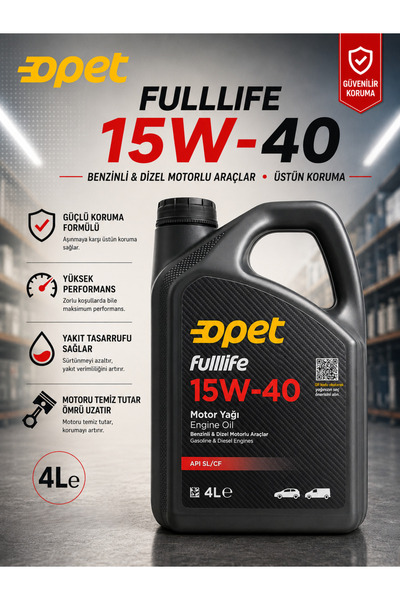 opet FullLife 15W-40 4 L Benzinli ve Dizel Araçlar İçin Motor Yağı API SL/CF