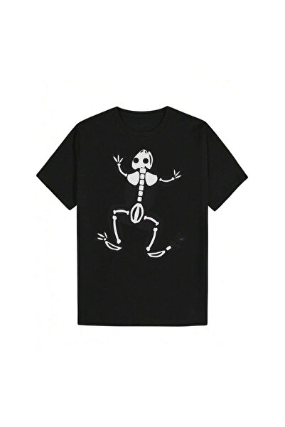 799 Men's Black Casual Summer TShirt, Skull Animal Print Neck, Short Sleeve, ...