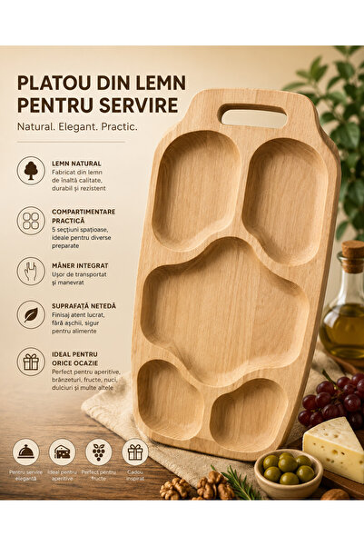OEM Wooden tray with 5 compartments