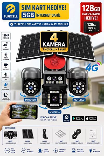 Ventus FullSET 128GB + Turkcell Hat 4 Kameralı ( 3 Motorlu +1 Sabit) 12MP Sir...