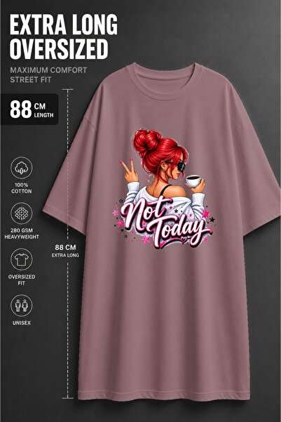 classy moda Women's Oversized Extra Long Not Today Printed Tunic T-Shirt