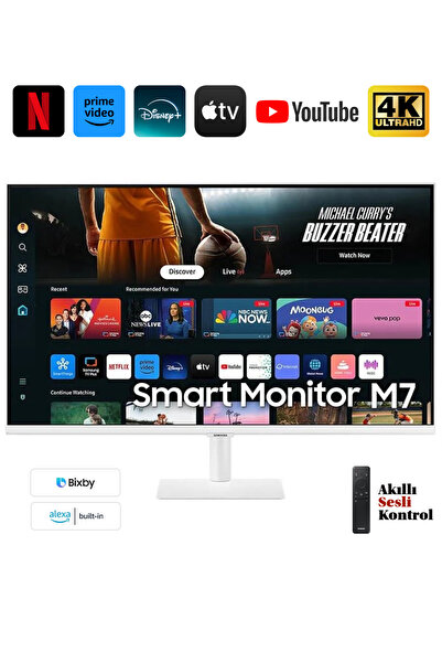 Samsung 32 inç 4K UHD Smart Monitör TV – Dolby Atmos Ses, USB-C 65W, Kablosuz...