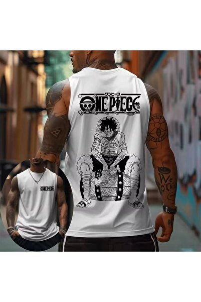 JANTIL MODA 💯 One Piece Baskılı Geniş Askılı Erkek Atlet - Özel Tasarım Spor...