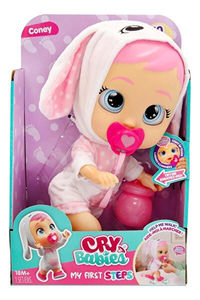 Cry Babies دمية كوني التفاعلية: خطواتي الأولى مع أصوات وإضاءة LED، دمية طفل م...