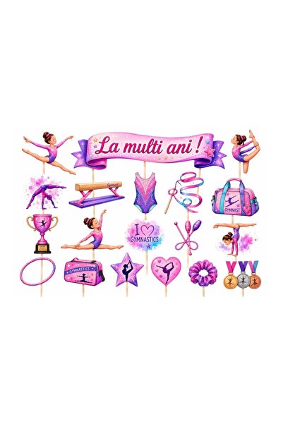 DecoParty Set de decorațiuni pentru tort – Tematică Gimnastică, 19 Piese, Car...