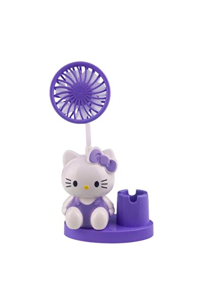 Toy Ventilator cu suport pentru birou HeLLO K si decoratiune pisica, Mov
