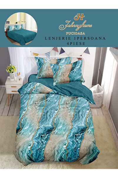 Pucioasa Set de lenjerie de pat din 4 piese cu model abstract și detalii deco...