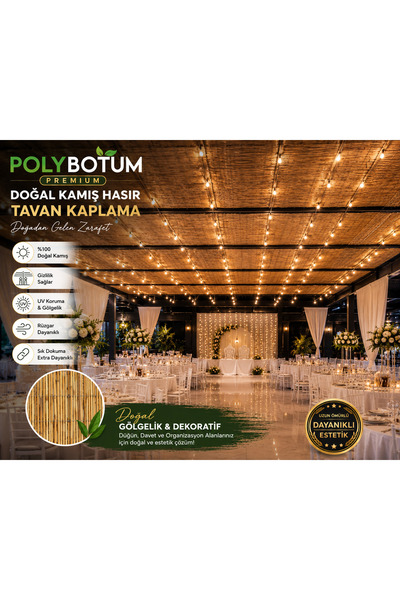 POLYBOTUM Premium Doğal Kamış Bahçe Çiti Hasır Gölgelik Balkon Teras Tavan Ka...