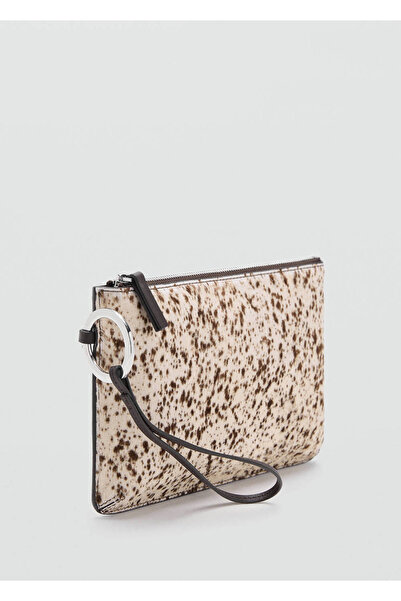 MANGO Woman Kürk deri pochette çanta
