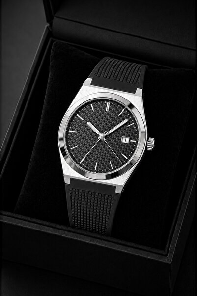 Leerybee Silicone Cord Steel Case Men's Wristwatch with Calendar and Special Box