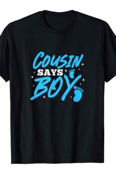 4CR Cousin Says " Gender Reveal Team T-Shirt - Vintage Style, Crew Neck, Regu...