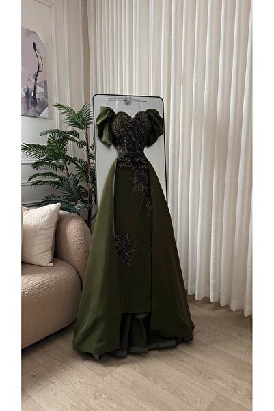 Dubai Luxurious Oil Green Evening Dress, Exuding Elegance and Sophistication ...