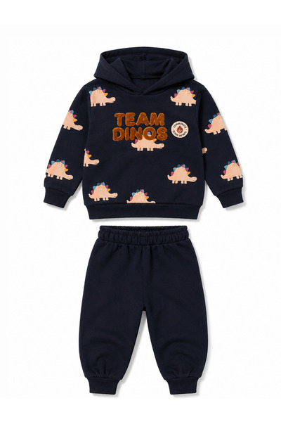 MİLANO KİDS Boy's 3 Threaded Hooded Tracksuit Set Without Pockets