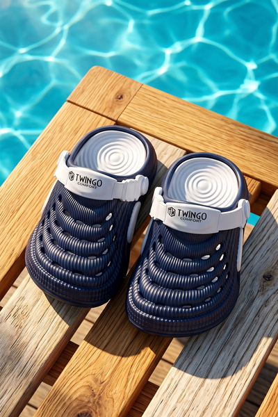 REMSA Children's Sabo Sandals Slippers 9808 Navy Blue - Ice Blue