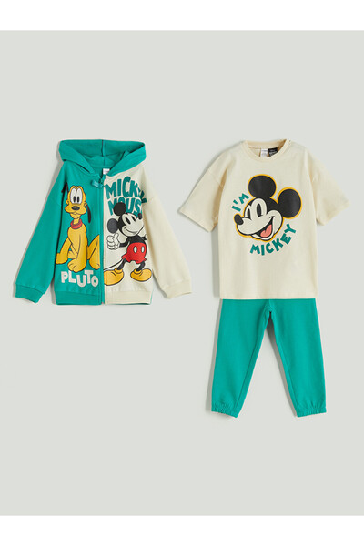 LC Waikiki Set băieți cu imprimeu Mickey Mouse, 3 piese