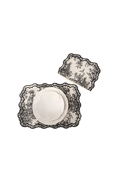 NURHAN HOME COLLECTION Toile De Jouy Patterned Luxury American Service Set of...