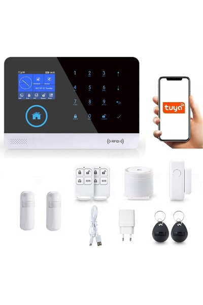 OnShop Alarma Wireless LCD 2.4" Wifi GSM, Onshop, Tuya Smart, 2xPIR, Negru