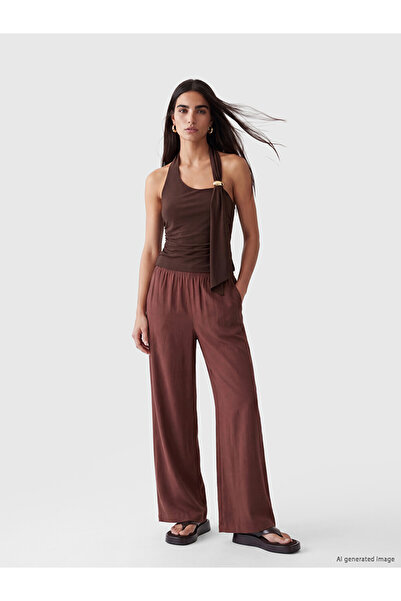 LC Waikiki Pantaloni de damă cu talie elastică și picior larg