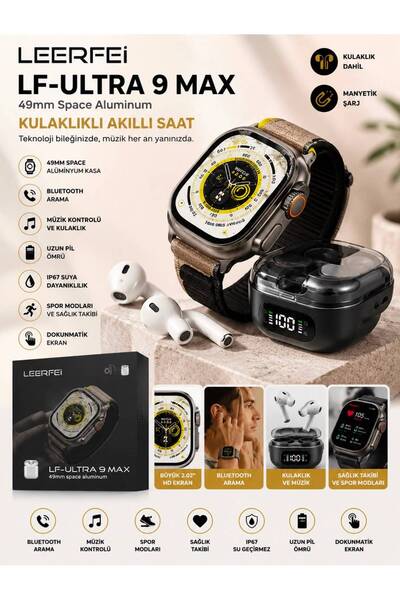 LEERFEI LF Ultra 9 Max 49 mm Akıllı Saat Kulaklık