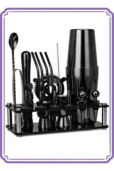 Apex 23-Piece Boston Cocktail Shaker Bar Set Gunmetal Plated Bartender Kit Co...