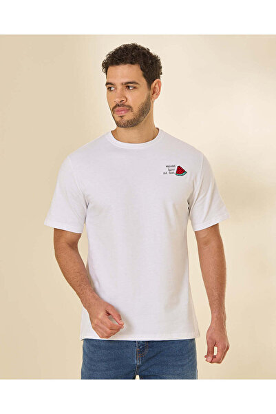 REDTAG Men White Juice Printed T Shirt