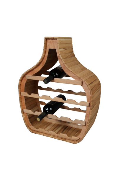 LimArt Suport Vin din Lemn „Casuta cu Vin”, Capacitate 14 Sticle, Design Rust...