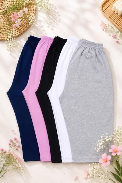 Pi Giyim Women's 5-Pack Solid Color Viscose Fabric Below-Knee Capri Leggings ...