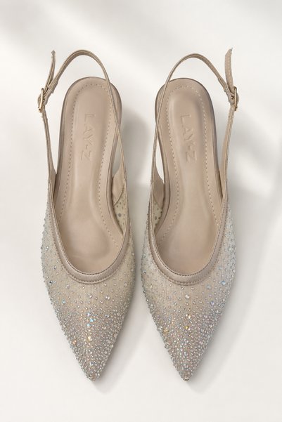 Women Lay-z Women's Full-Fit Beige Stone Open-Back Stiletto Comfortable Use