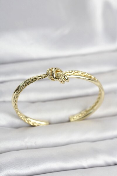 TakÇalıştır Gold Color Knot Model Brass Women's Bracelet
