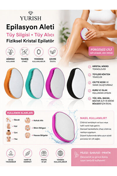 YURISH Epilasyon Aleti Tüy Silgisi Tüy Alıcı Fiziksel Kristal Epilatör