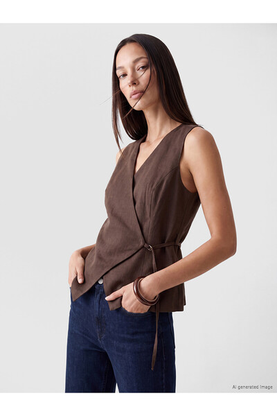 LC Waikiki TexX Store Kalitesi %100 Keten Kadın Klasik Yelek