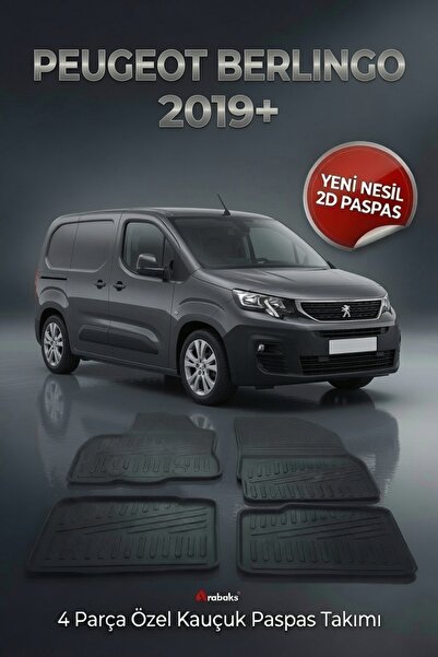 Arabaks PEUGEOT BERLİNGO 2019+ 4 Parça YENİ NESİL 2D Kauçuk Paspas Takımı - Ö...