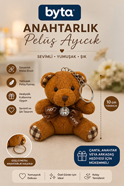 BYTA Plush Teddy Bear Keychain 10 cm – Cute Bag Ornament and Key Accessory - ...