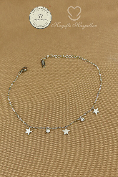 Keyifli Hayaller 316L Steel Anklet |   Zircon Stone Star Chain Steel Anklet 2...